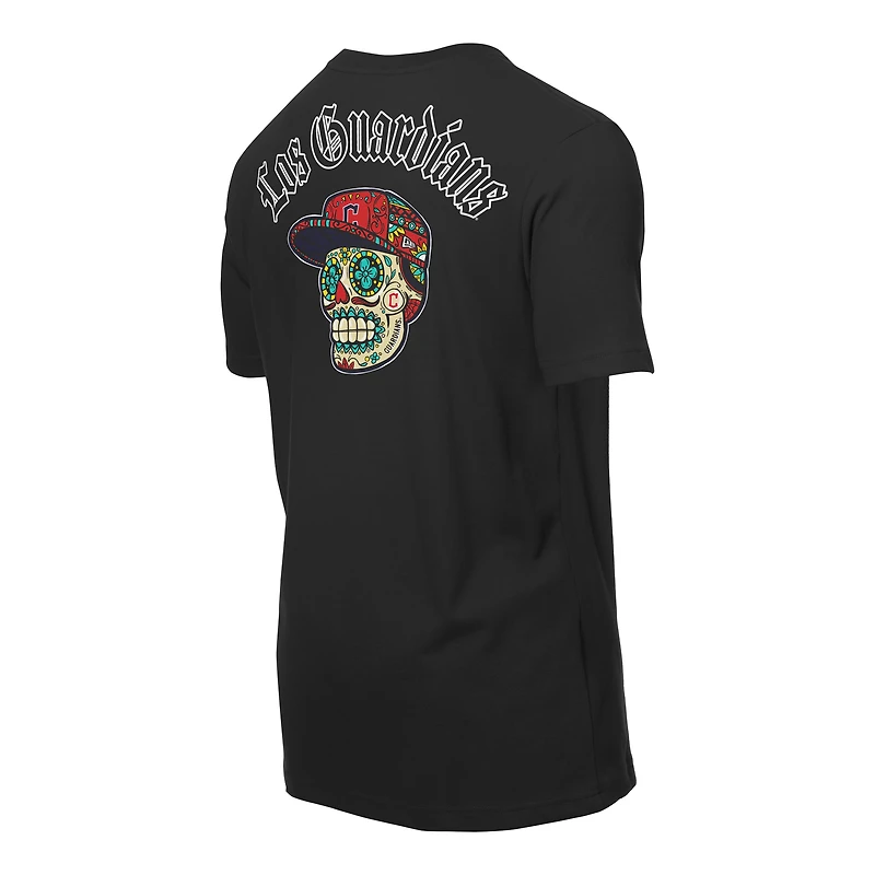 T-shirt New Era noir pour homme avec motif Sugar Skulls des Cleveland Guardians