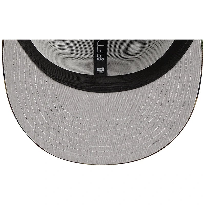 Men's New Era Camo Cleveland Guardians Woodland Camo Trucker 9FIFTY Snapback Hat