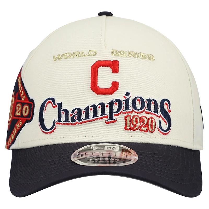 Men's New Era  Cream/Navy Cleveland Guardians World Series 9FORTY M-Crown Adjustable Hat