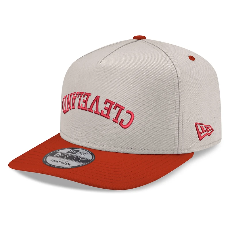 Men's New Era  Cream/Red Cleveland Guardians Upside Down City Name A-Frame 9FIFTY Snapback Hat