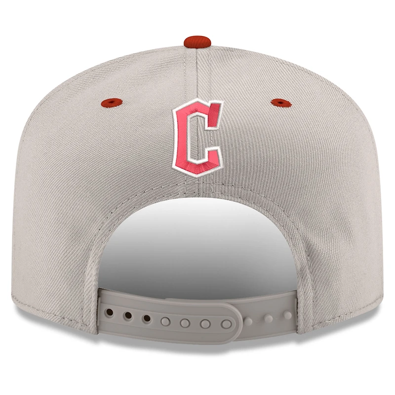 Men's New Era  Cream/Red Cleveland Guardians Upside Down City Name A-Frame 9FIFTY Snapback Hat
