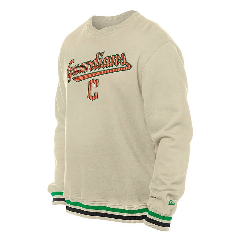 Sweat-shirt à capuche en sergé crème Cleveland Guardians pour homme New Era