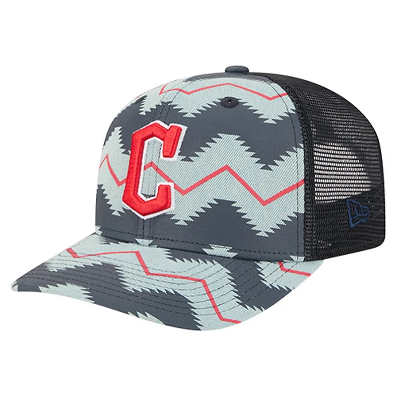 Casquette ajustable New Era 9SEVENTY en denim/bleu marine pour homme, Cleveland Guardians Aztec Denim