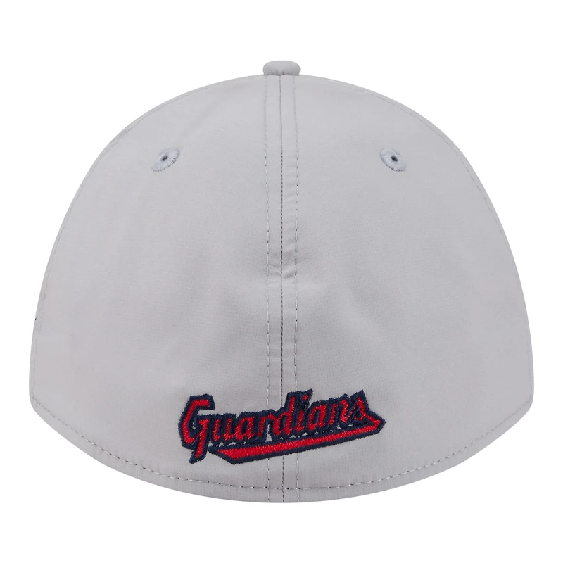 Men's New Era Gray Cleveland Guardians Patch 39THIRTY A-Frame M-Crown Perforated Flex Hat