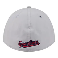 Men's New Era Gray Cleveland Guardians Patch 39THIRTY A-Frame M-Crown Perforated Flex Hat