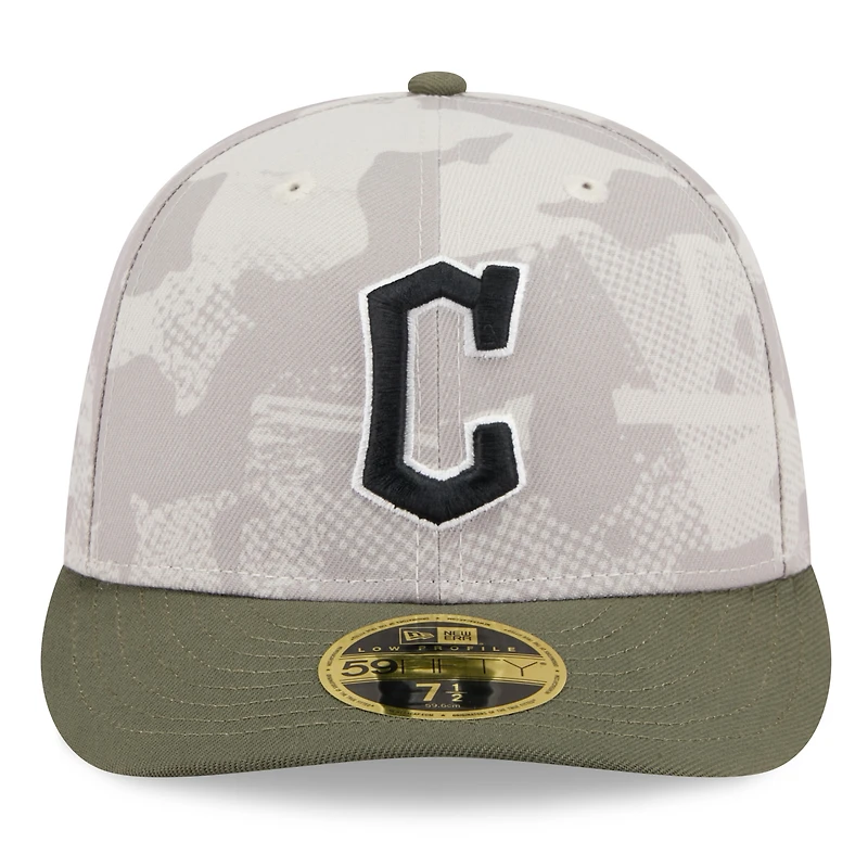 Men's New Era Light Beige/Olive Cleveland Guardians 2025 Armed Forces Day Low Profile 59FIFTY Fitted Hat