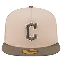 Men's New Era Light Beige/Olive Cleveland Guardians Two-Tone Color Pack A-Frame 59FIFTY Fitted Hat