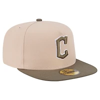 Men's New Era Light Beige/Olive Cleveland Guardians Two-Tone Color Pack A-Frame 59FIFTY Fitted Hat