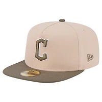 Men's New Era Light Beige/Olive Cleveland Guardians Two-Tone Color Pack A-Frame 59FIFTY Fitted Hat