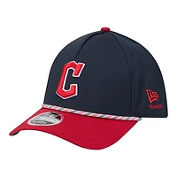 Casquette New Era Flex 39THIRTY pour homme, bleu marine/rouge, Cleveland Guardians, modèle Rope M-Crown A-Frame
