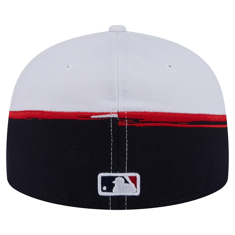 Men's New Era Navy/White Cleveland Guardians Paint Stroke 59FIFTY Fitted Hat