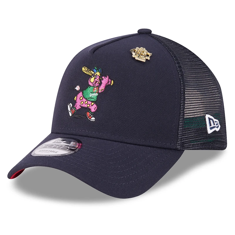 Casquette camionneur ajustable New Era 9FORTY bleu marine Cleveland Guardians 2025 Big League Chew pour homme