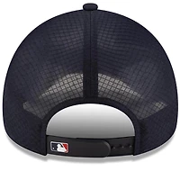 Men's New Era Navy Cleveland Guardians 2026 Batting Practice Apex 9FORTY Adjustable Trucker Hat
