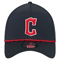 Casquette New Era 39THIRTY A-Frame Flex perforée bleu marine pour homme des Cleveland Guardians
