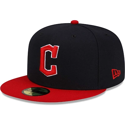 Casquette ajustée New Era Cleveland Guardians Home Authentic Collection On-Field 59FIFTY pour homme bleu marine