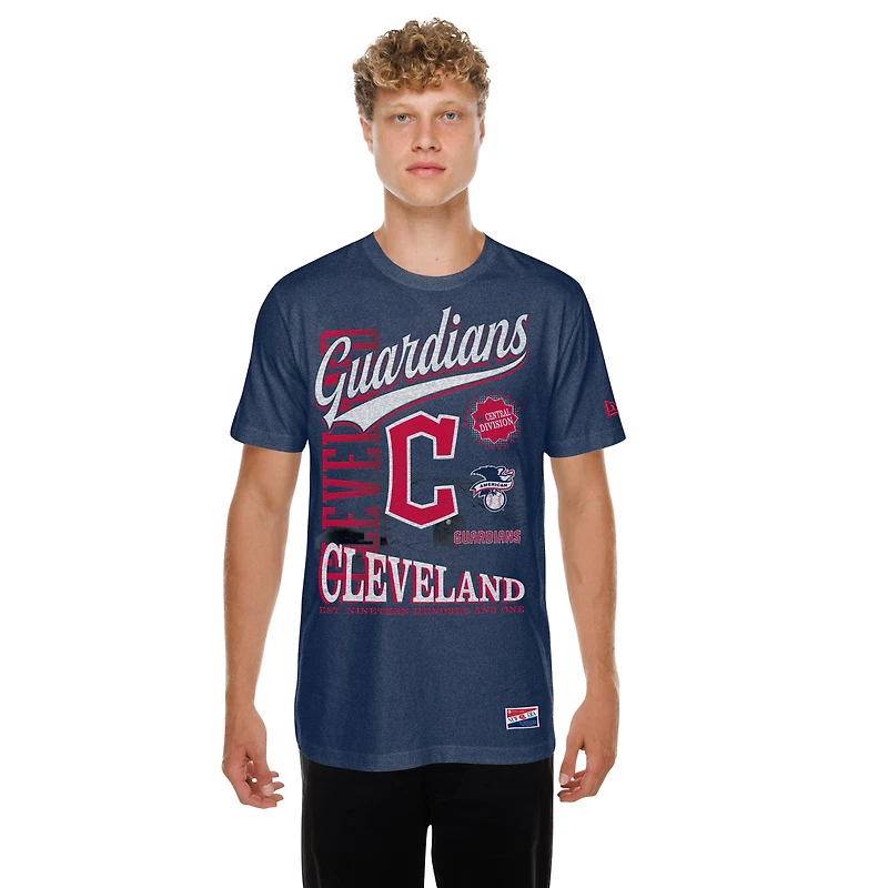 T-shirt oversize rétro effet vieilli New Era bleu marine Cleveland Guardians pour homme