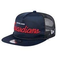 Men's New Era Navy Cleveland Guardians Retro Satin Script Golfer Adjustable Hat