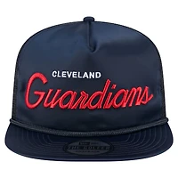 Men's New Era Navy Cleveland Guardians Retro Satin Script Golfer Adjustable Hat