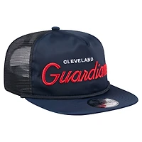 Men's New Era Navy Cleveland Guardians Retro Satin Script Golfer Adjustable Hat