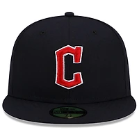 Men's New Era Navy Cleveland Guardians Road Authentic Collection On-Field 59FIFTY Fitted Hat