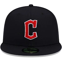 Men's New Era Navy Cleveland Guardians Road Authentic Collection On-Field 59FIFTY Fitted Hat