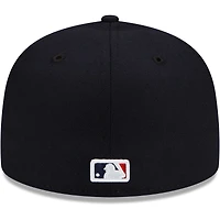 Men's New Era Navy Cleveland Guardians Road Authentic Collection On-Field 59FIFTY Fitted Hat