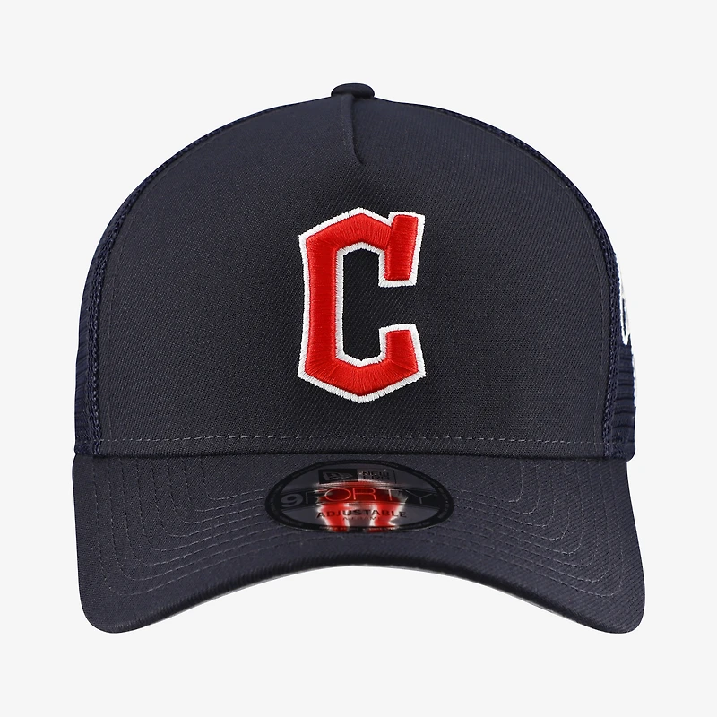 Casquette trucker ajustable New Era 9FORTY A-Frame, bleu marine, Cleveland Guardians, logo latéral