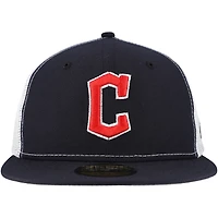 Men's New Era Navy Cleveland Guardians Team Color 59FIFTY Trucker Fitted Hat