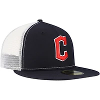 Men's New Era Navy Cleveland Guardians Team Color 59FIFTY Trucker Fitted Hat