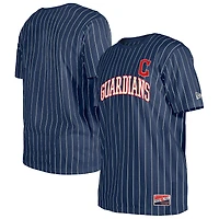 Men's New Era Navy Cleveland Guardians Throwback Pinstripe T-Shirt