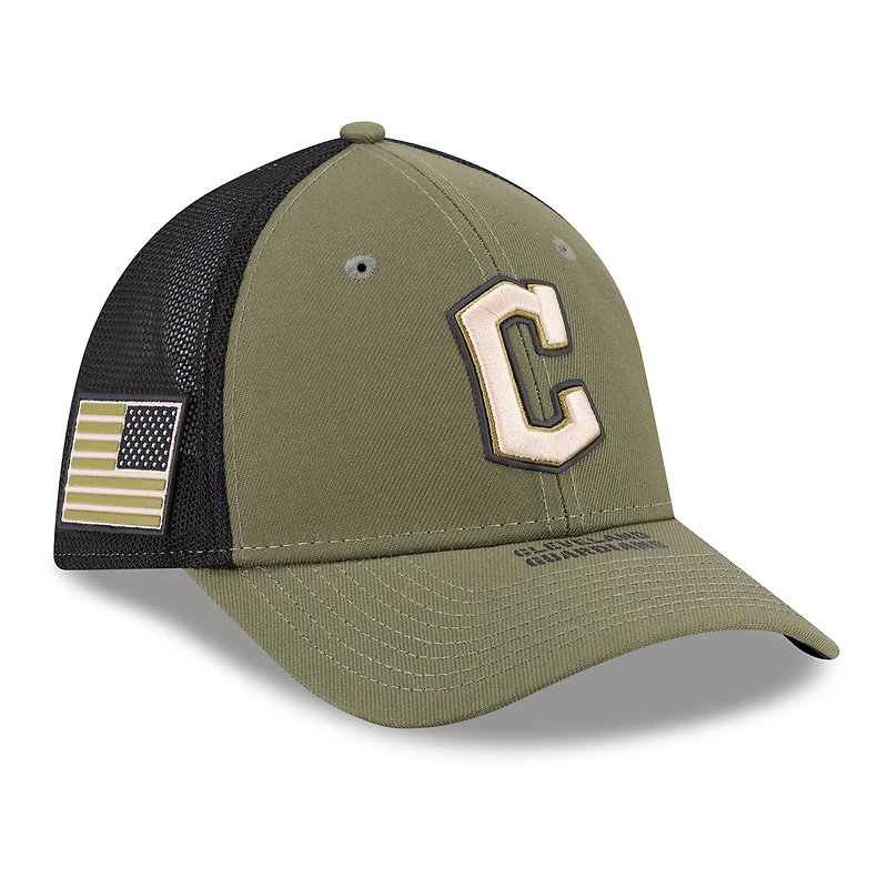 Men's New Era Olive Cleveland Guardians 2026 Armed Forces Day 39THIRTY M-Crown Flex Hat