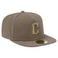 Men's New Era Olive Cleveland Guardians Color Pack A-Frame 59FIFTY Fitted Hat
