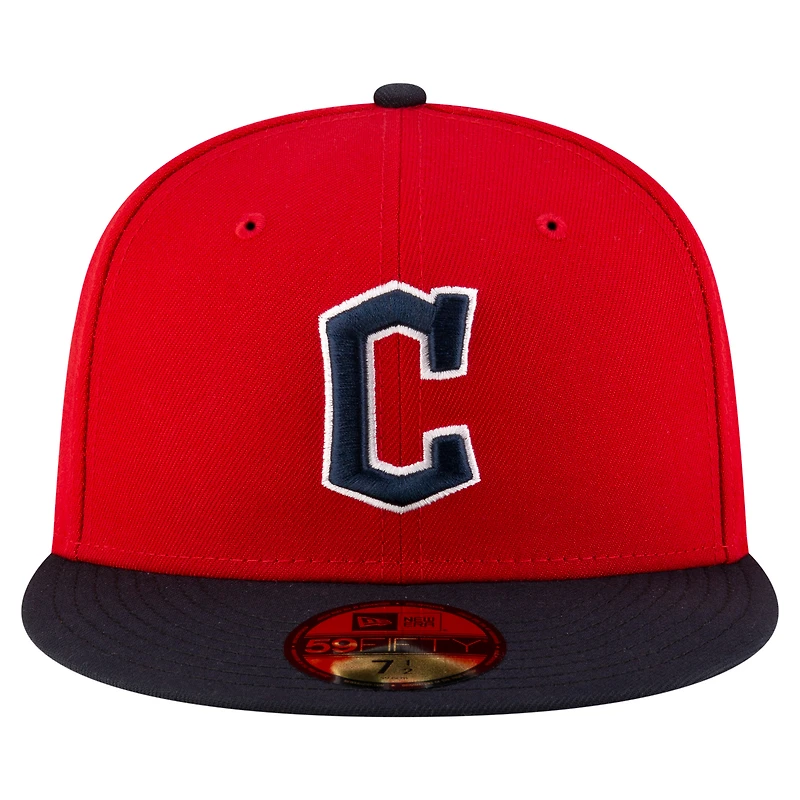 Casquette ajustée On Field 59FIFTY Cleveland Guardians rouge/noir pour homme de la collection authentique New Era