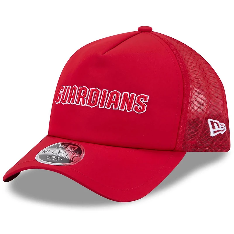Casquette ajustable New Era rouge Cleveland Guardians 2026 pour homme, modèle alternatif d'entraînement au bâton Apex 9FORTY