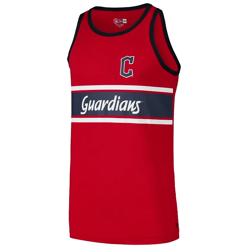Débardeur Ringer en jersey rouge Cleveland Guardians New Era pour hommes