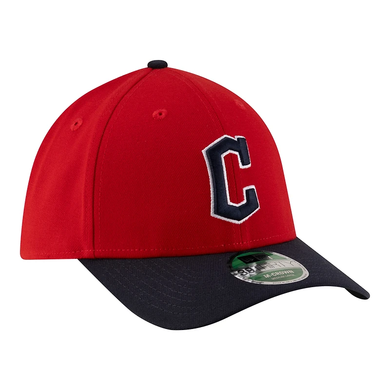 Casquette New Era rouge Cleveland Guardians Player Replica 39THIRTY M-Crown Flex pour homme