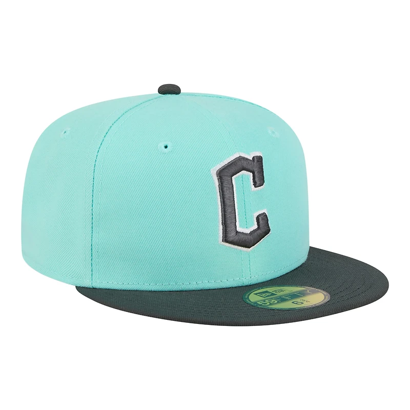 Men's New Era Turquoise/Charcoal Cleveland Guardians Two-Tone Color Pack 59FIFTY Fitted Hat