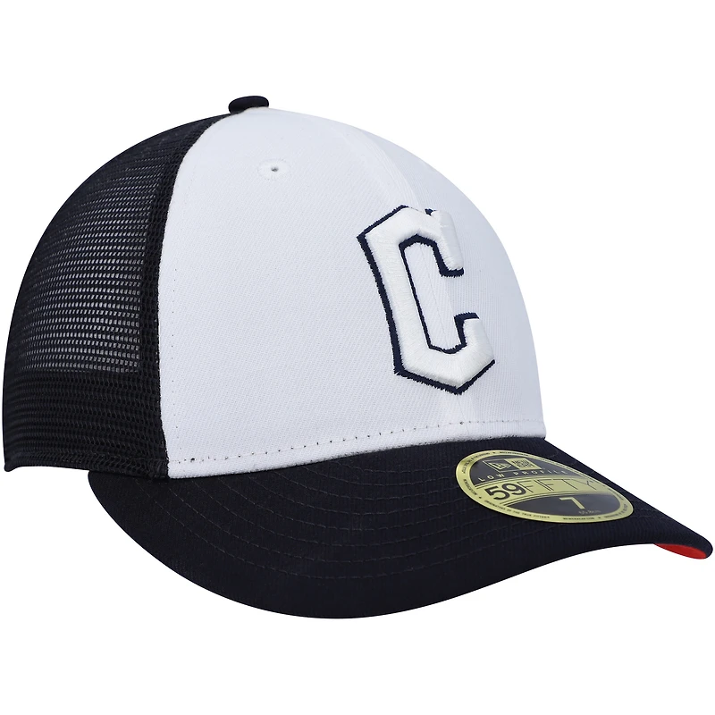 Men's New Era White/Navy Cleveland Guardians 2023 On-Field Batting Practice Low Profile 59FIFTY Fitted Hat