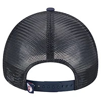 Casquette camionneur ajustable New Era 9FORTY A-Frame blanche/bleu marine Cleveland Guardians pour homme
