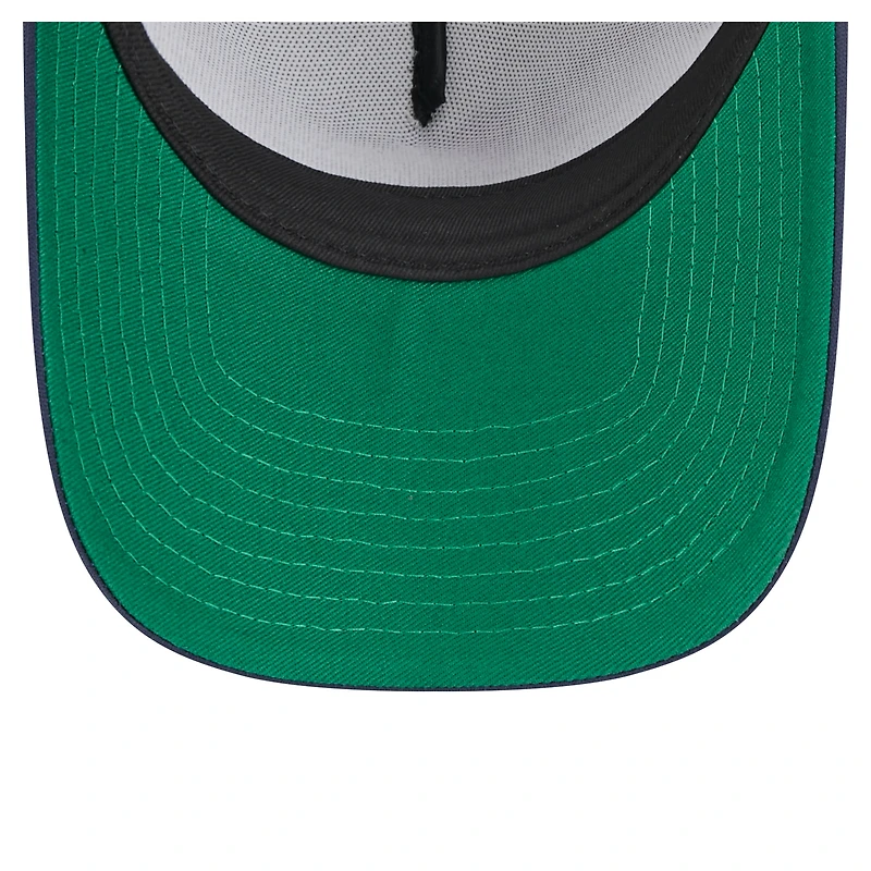 Men's New Era White/Navy Cleveland Guardians Distressed 9FORTY A-Frame Adjustable Trucker Hat