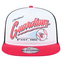 Casquette snapback New Era 9FIFTY blanche/rouge pour homme, style rétro des Cleveland Guardians