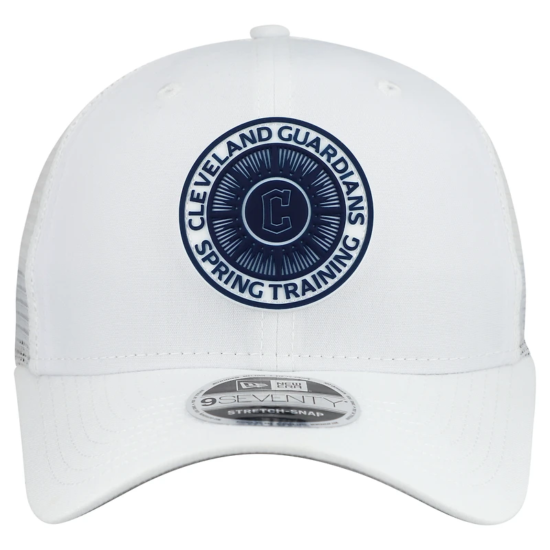 Men's New Era  White Cleveland Guardians 2026 Spring Training Fan Pack 9SEVENTY Adjustable Trucker Hat