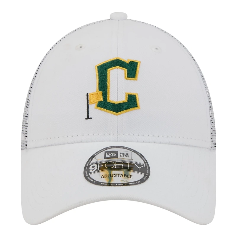 Men's New Era White Cleveland Guardians Flag 9FORTY Trucker Adjustable Hat