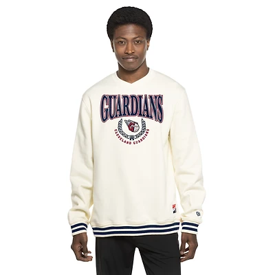 Men's New Era White Cleveland Guardians Throwback Sweatshirt