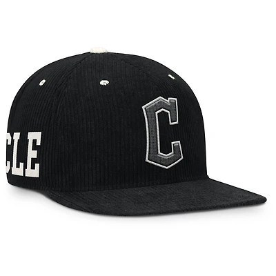 Casquette structurée à fermeture snapback en velours côtelé noir Nike Cleveland Guardians Pro pour homme