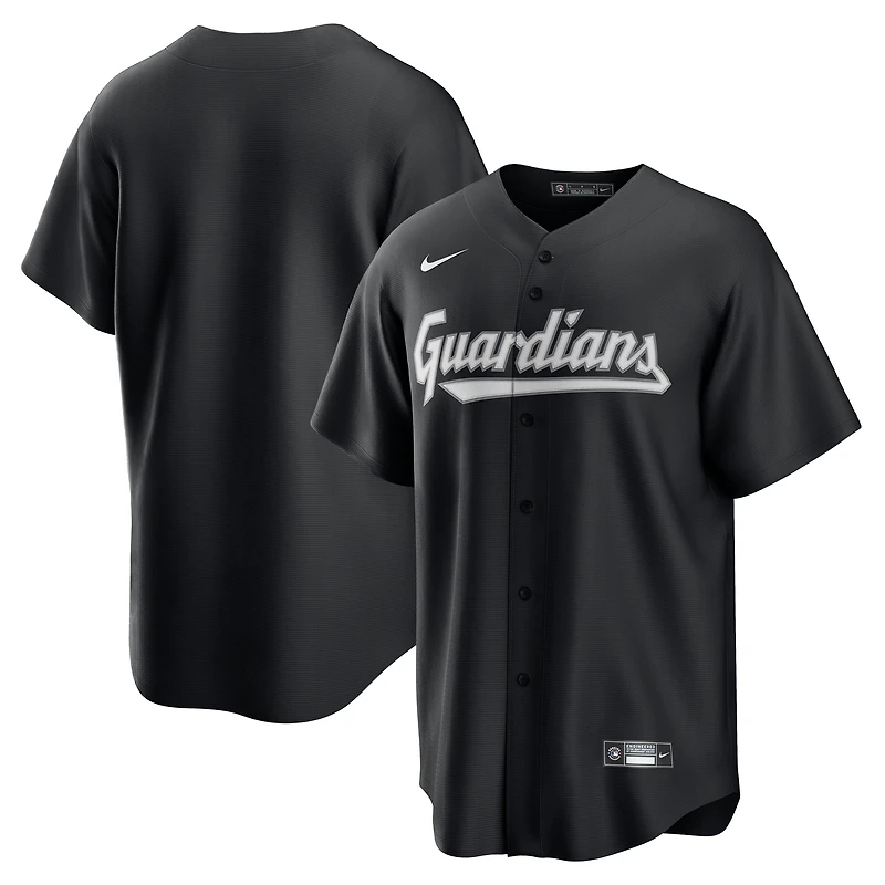 Maillot Nike noir réplique des Cleveland Guardians pour homme