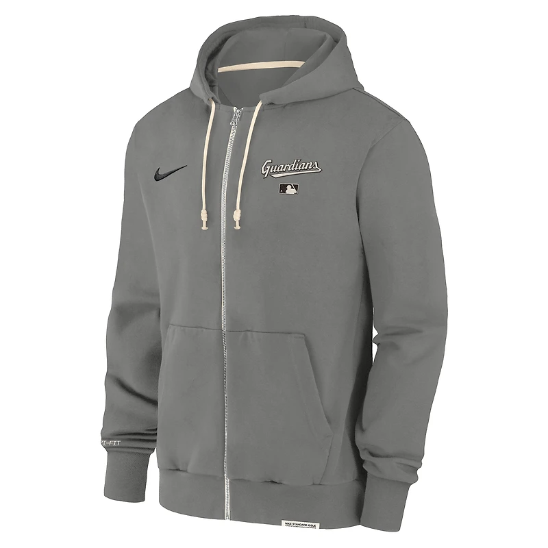 Sweat à capuche entièrement zippé Nike Charcoal Cleveland Guardians Authentic Collection Travel Performance pour homme