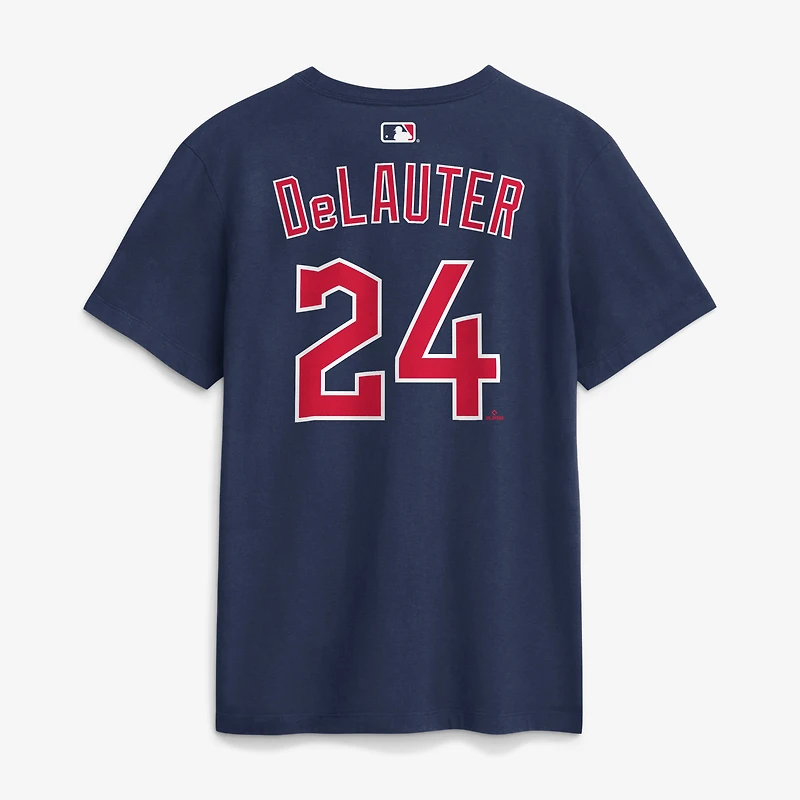 Men's Nike Chase DeLauter Navy Cleveland Guardians Name & Number T-Shirt