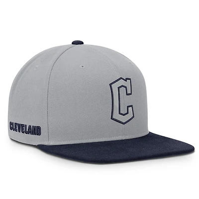 Men's Nike Gray/Navy Cleveland Guardians Primetime Pro Dri-FIT Snapback Hat
