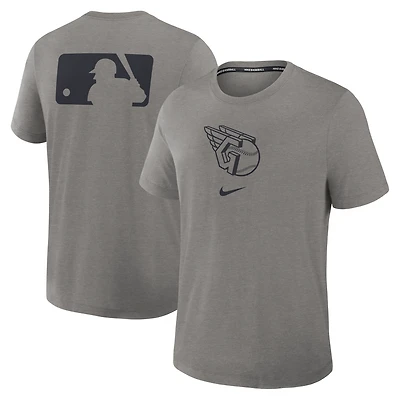 T-shirt Nike pour homme, coloris charbon chiné, Cleveland Guardians Authentic Collection Early Work Tri-Blend Dri-FIT